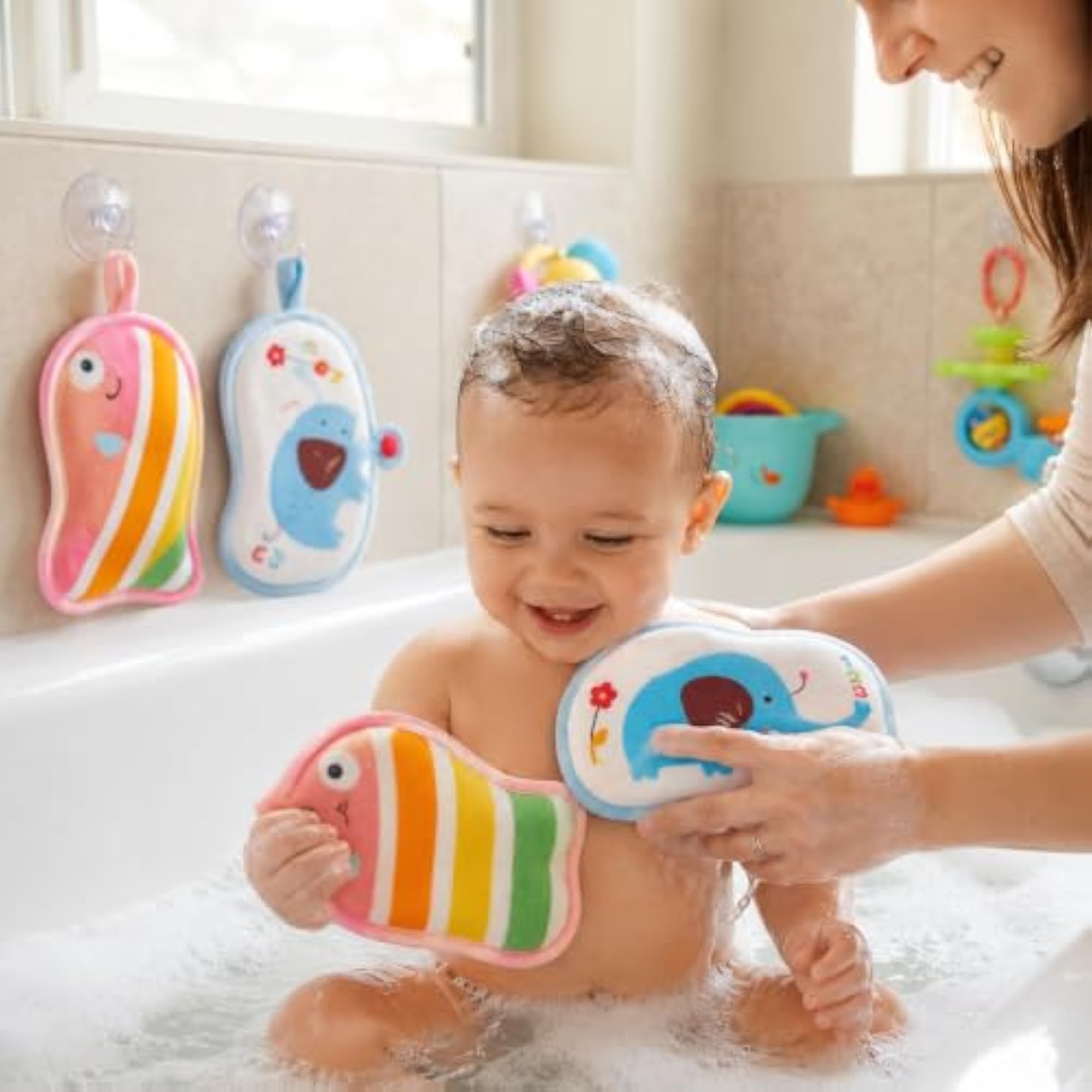 Baby Bathing Sponge Soft Cartoon Bath Scrubber, 2 PCS